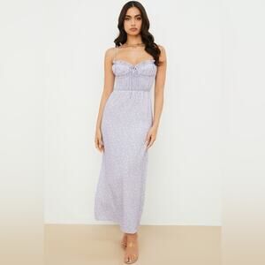 House of CB Janelle Lilac Floral Shirred Maxi Dress
